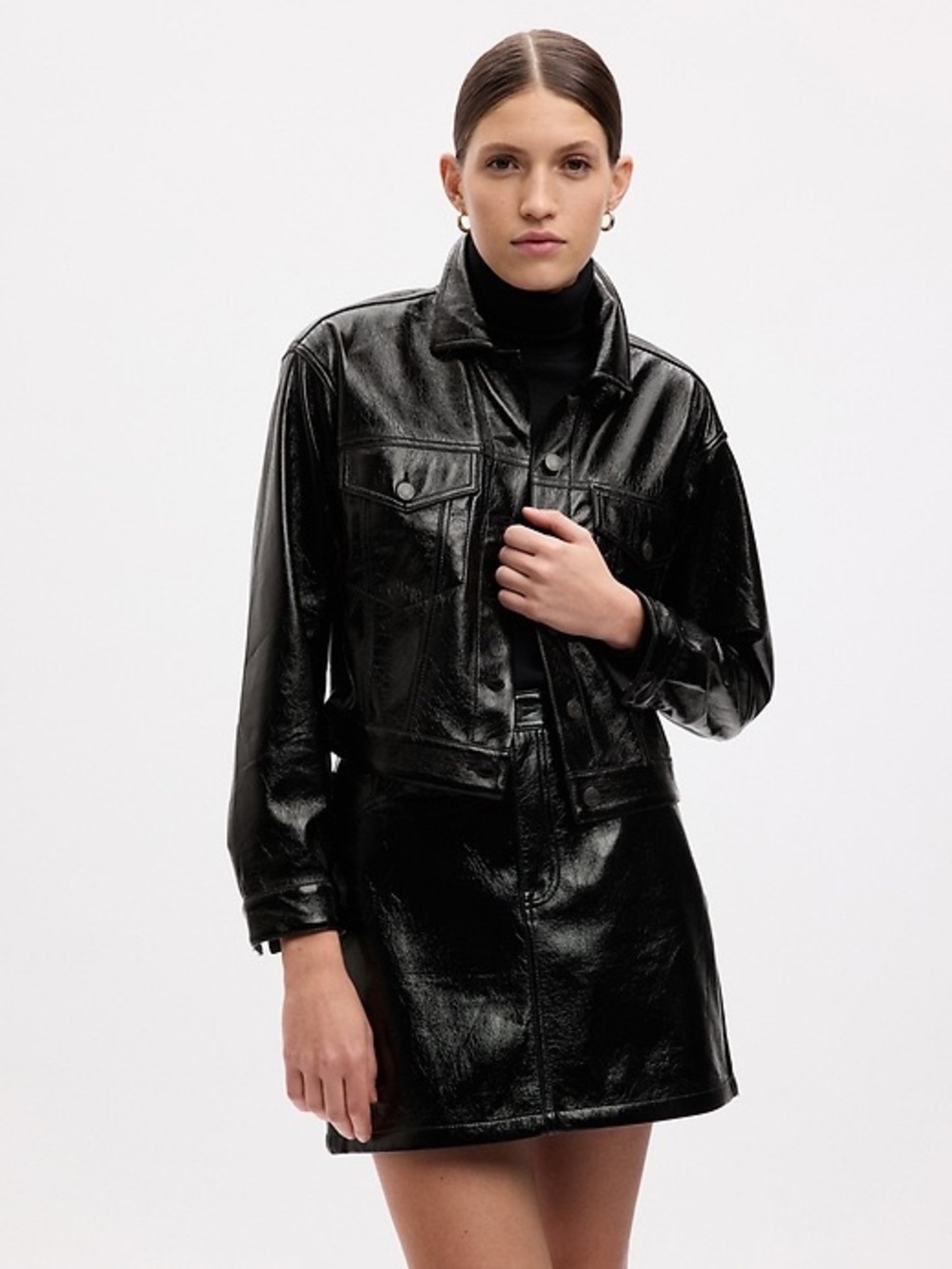 GAP Vegan Patent Leather Icon Jacket - Size Medium